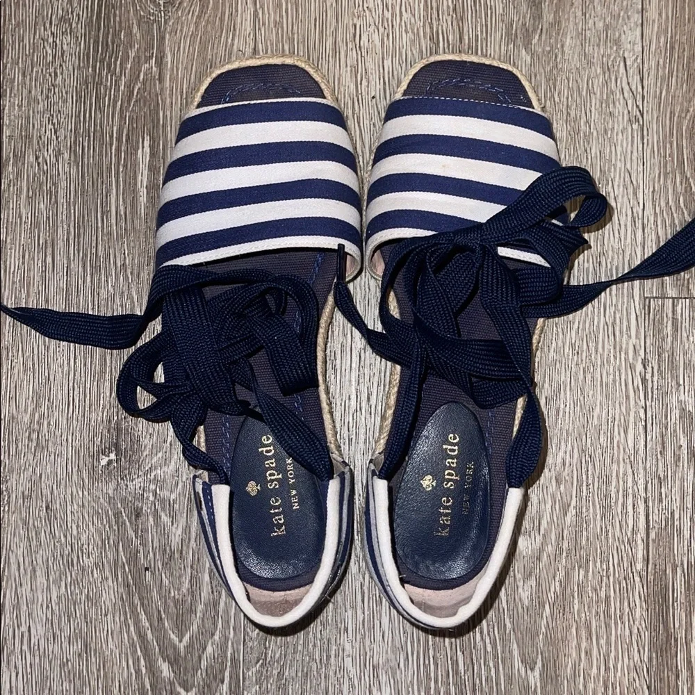 Kate spade chandra Navy Striped Women's Sandals size 6 espadrilles summer beach